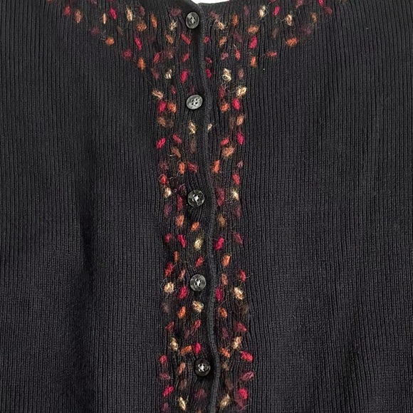 J. Jill Cotton Wool Floral Embroidered Cardigan Sweater Button Front Black Sz 2X - Picture 11 of 17